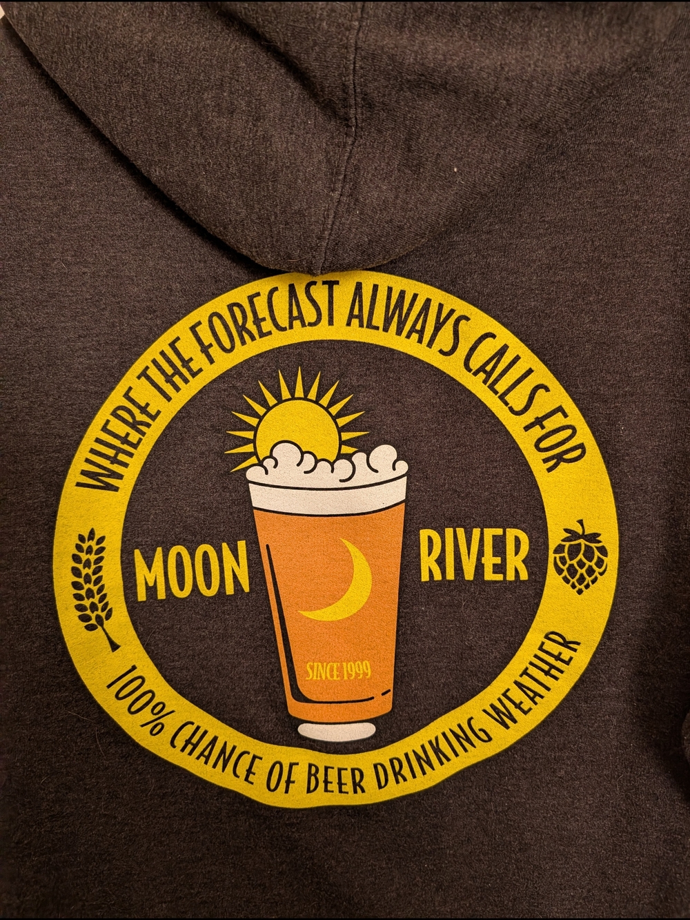 Moon River Brown Hoodie with Yellow and Orange Brew Graphic - Picture 2 of 3